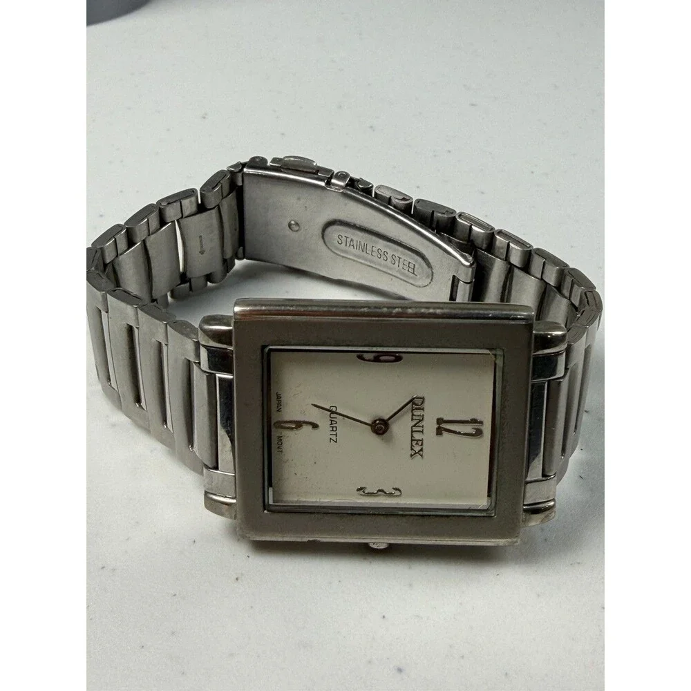 Dunlex Rectangular Quartz Watch Silver Tone 30mm